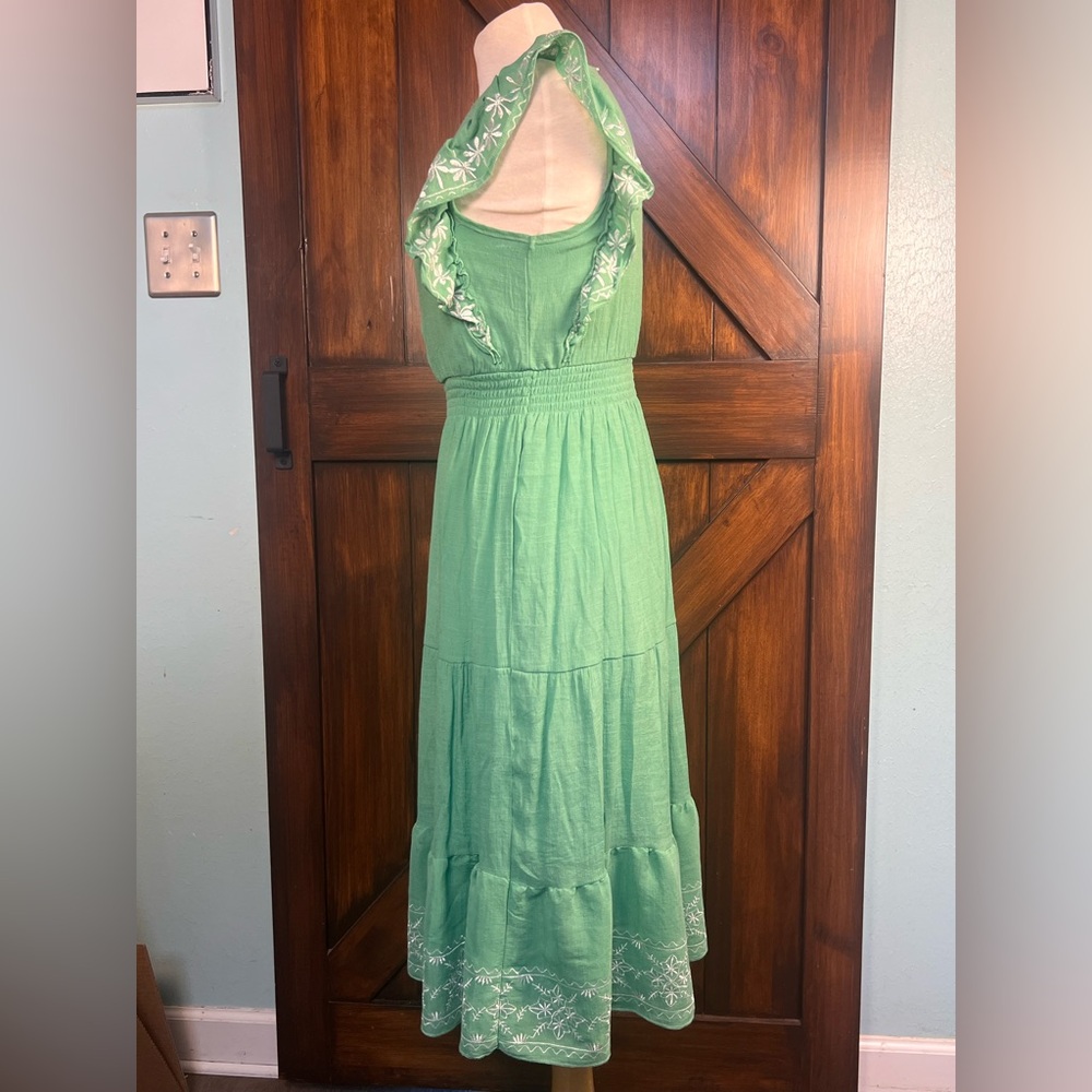 Kings Road‎ Green Ruffled Bohemian Cottagecore Women's M Dress - Picture 9 of 9